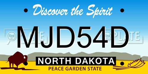 MJD54D North Dakota License Plate