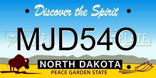 MJD54O North Dakota License Plate