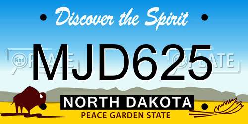 MJD625 North Dakota License Plate