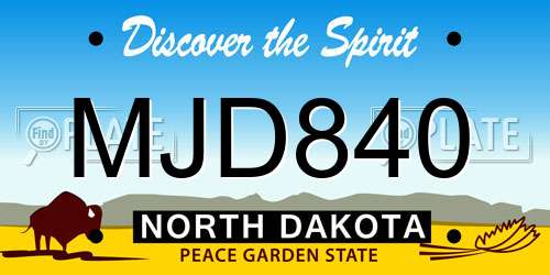 MJD840 North Dakota License Plate