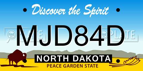MJD84D North Dakota License Plate