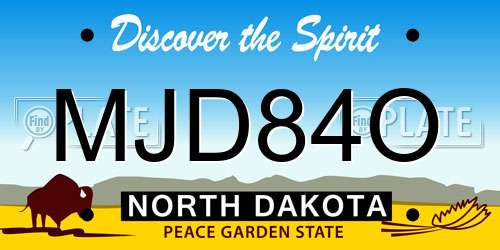 MJD84O North Dakota License Plate