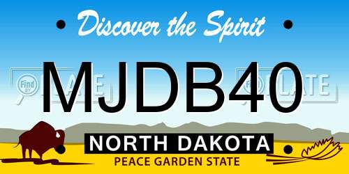 MJDB40 North Dakota License Plate