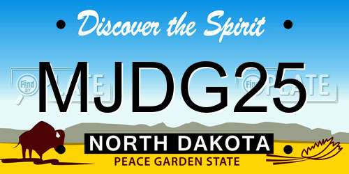 MJDG25 North Dakota License Plate