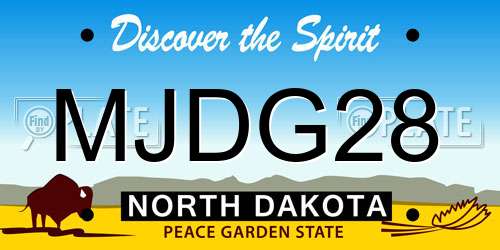 MJDG28 North Dakota License Plate