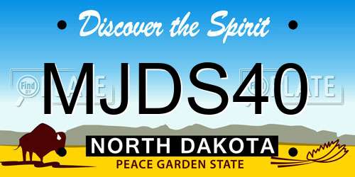 MJDS40 North Dakota License Plate