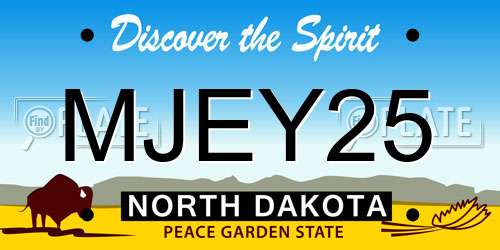 MJEY25 North Dakota License Plate