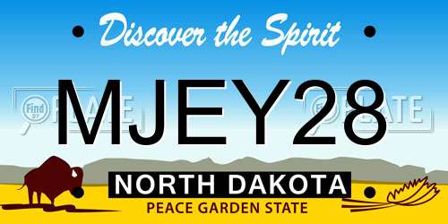 MJEY28 North Dakota License Plate