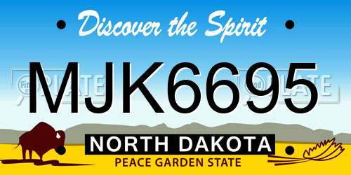 MJK6695 North Dakota License Plate