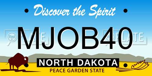 MJOB40 North Dakota License Plate