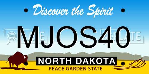 MJOS40 North Dakota License Plate