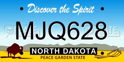 MJQ628 North Dakota License Plate