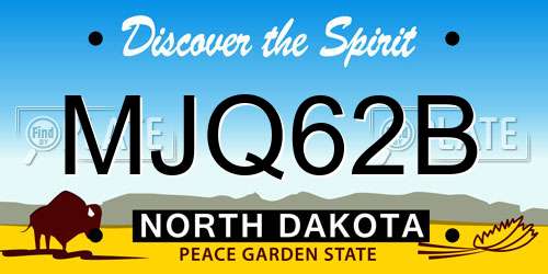 MJQ62B North Dakota License Plate