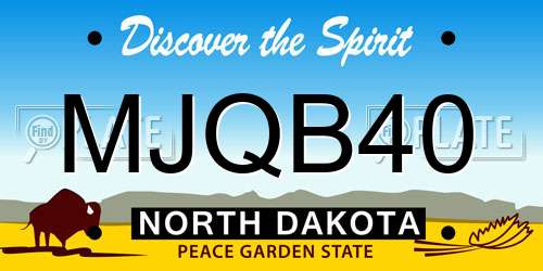 MJQB40 North Dakota License Plate