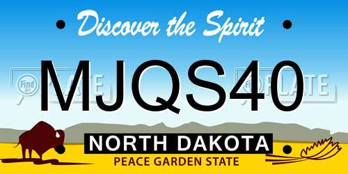 MJQS40 North Dakota License Plate