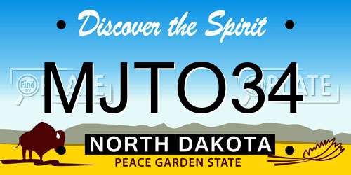 MJTO34 North Dakota License Plate