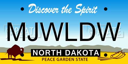 MJWLDW North Dakota License Plate