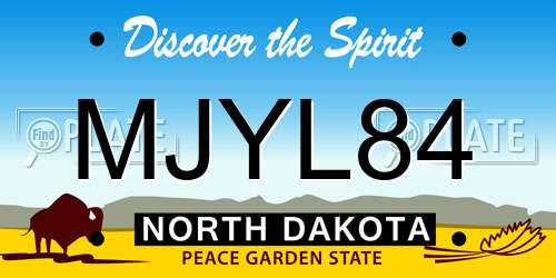 MJYL84 North Dakota License Plate