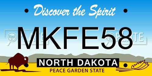 MKFE58 North Dakota License Plate