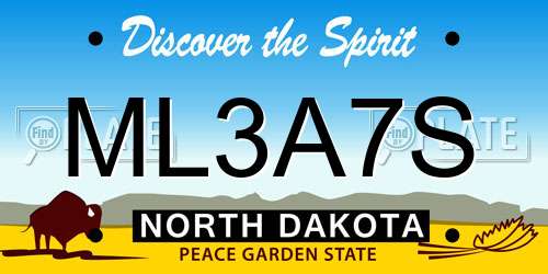 ML3A7S North Dakota License Plate
