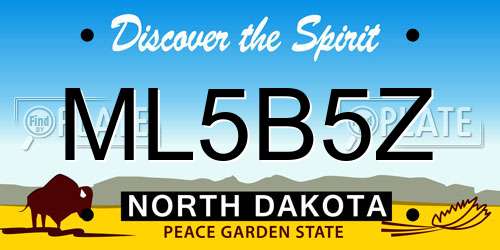 ML5B5Z North Dakota License Plate