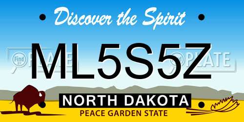 ML5S5Z North Dakota License Plate