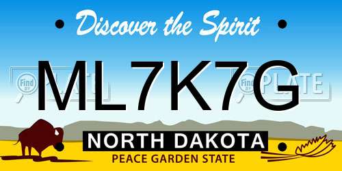 ML7K7G North Dakota License Plate