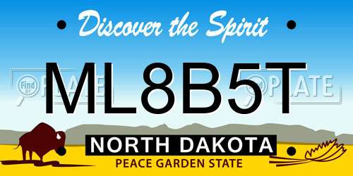 ML8B5T North Dakota License Plate