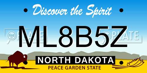 ML8B5Z North Dakota License Plate