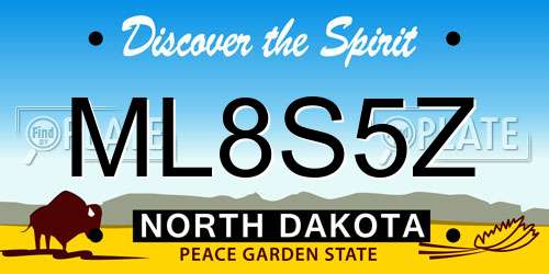 ML8S5Z North Dakota License Plate