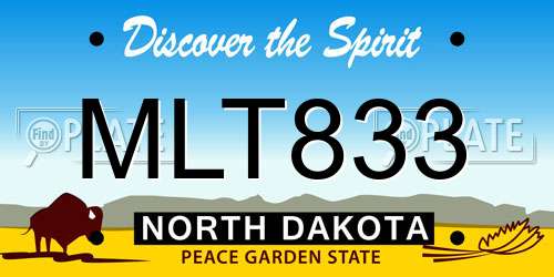 MLT833 North Dakota License Plate