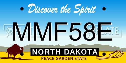 MMF58E North Dakota License Plate