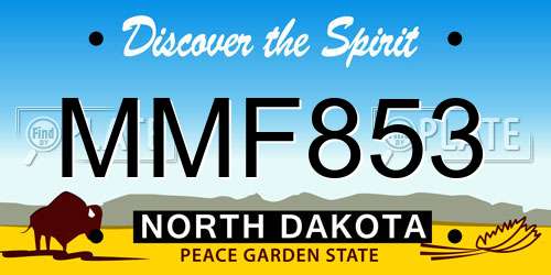 MMF853 North Dakota License Plate