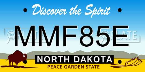 MMF85E North Dakota License Plate