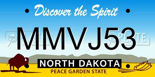 MMVJ53 North Dakota License Plate