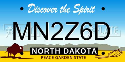 MN2Z6D North Dakota License Plate