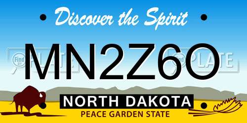 MN2Z6O North Dakota License Plate