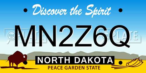 MN2Z6Q North Dakota License Plate