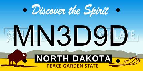 MN3D9D North Dakota License Plate