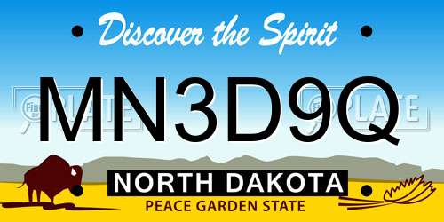 MN3D9Q North Dakota License Plate