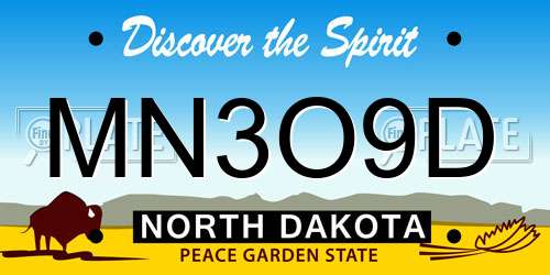 MN3O9D North Dakota License Plate