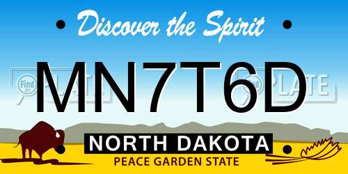 MN7T6D North Dakota License Plate