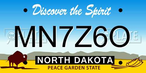 MN7Z6O North Dakota License Plate