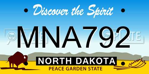 MNA792 North Dakota License Plate