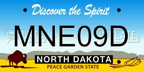 MNE09D North Dakota License Plate