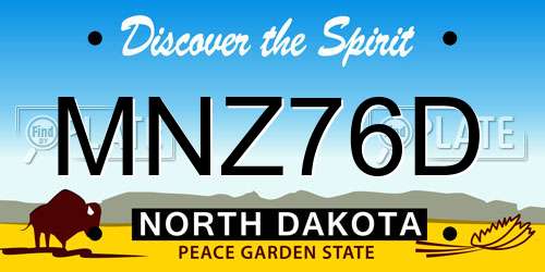 MNZ76D North Dakota License Plate