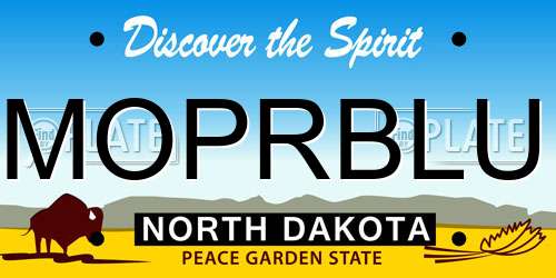 MOPRBLU North Dakota License Plate