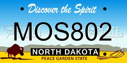 MOS802 North Dakota License Plate