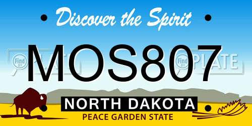 MOS807 North Dakota License Plate