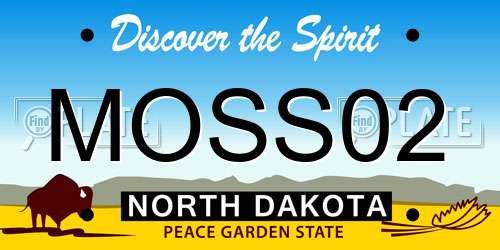 MOSS02 North Dakota License Plate